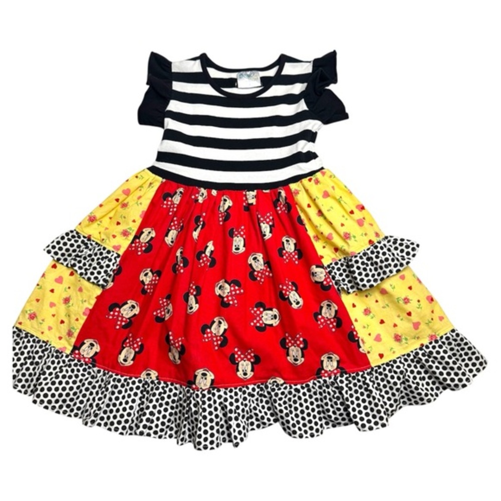 Momi Boutique Minnie Mouse Dress Girls Sz‎ 6 Ruffle Twirl Disney Vacation